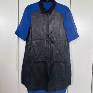 Vintage Tibi Leather and Silk Combo Shirtdress